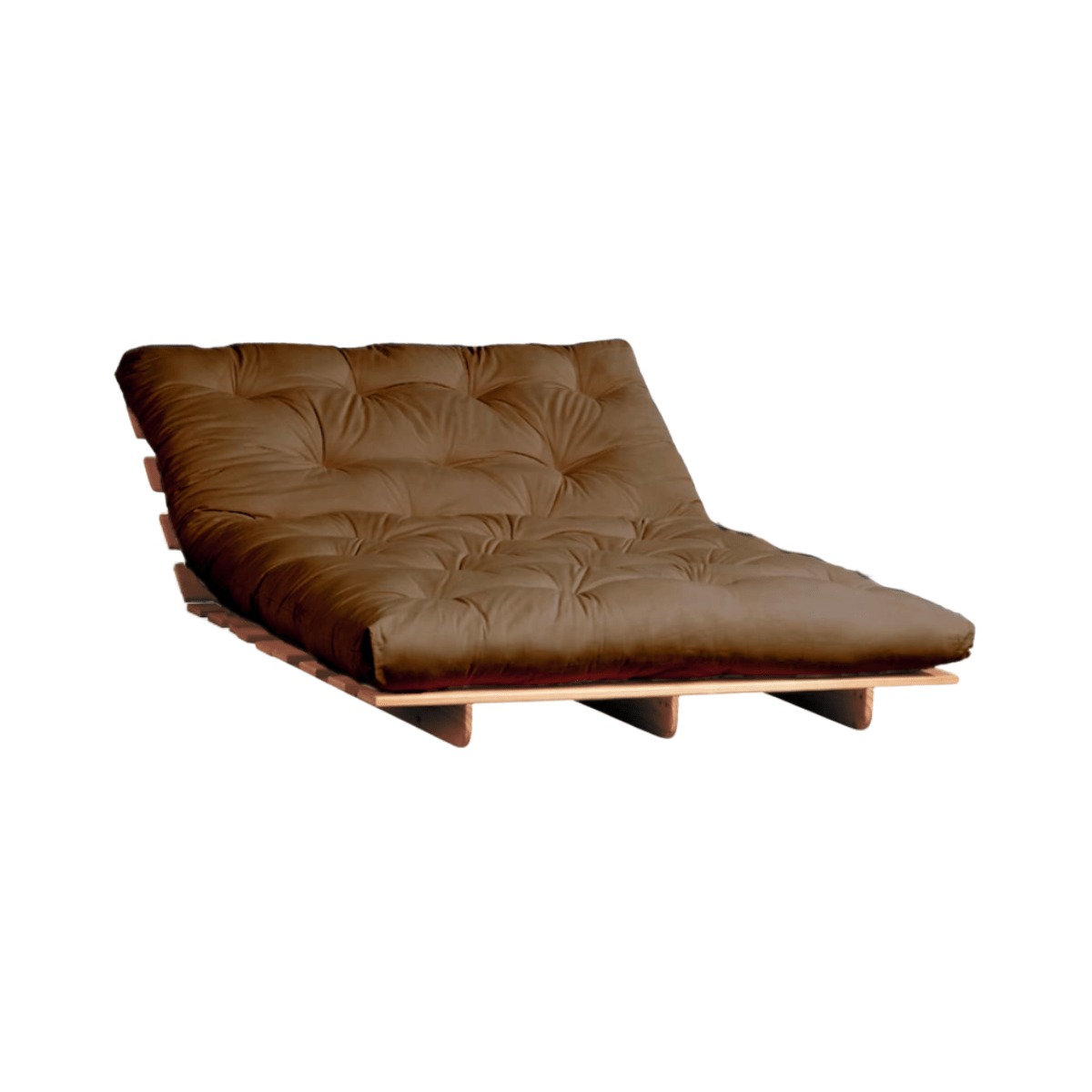 Khaki futon frame and mattress