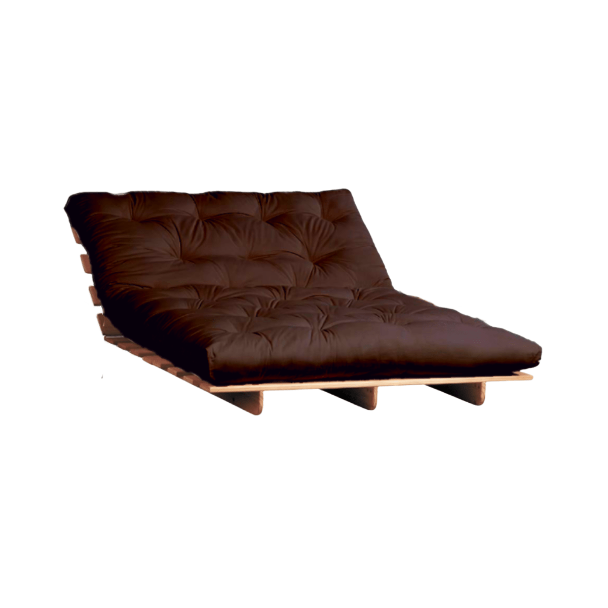 Brown futon frame and mattress